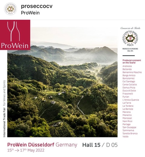 Consortium for the Protection of Conegliano Valdobbiadene Prosecco DOCG will be at Prowein 2022